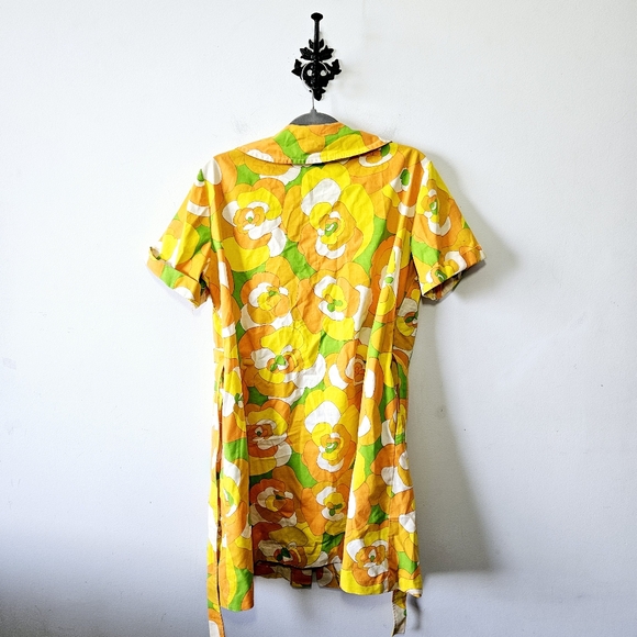 Vintage 60s Mod Floral Retro Print Mini Dress Size M/L Groovy Tunic EUC - Picture 5 of 6